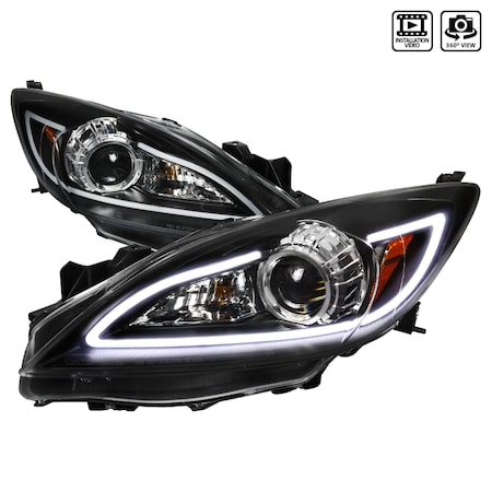 Spec-D Tuning 10-13 Mazda 3 Projector Headlight Black Housing With LED 2LHP-MZ310JM-TM